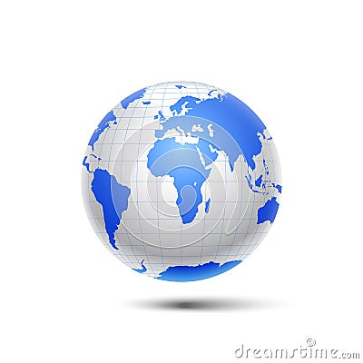 Blue, white surround the globe planet earth Vector Illustration